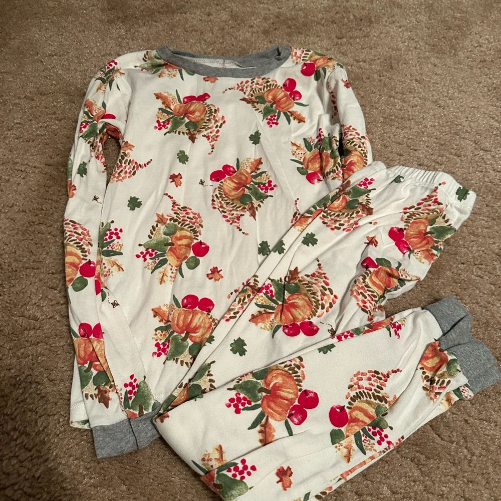 Burt's Bees Cream Pajama Set with Festive Print
